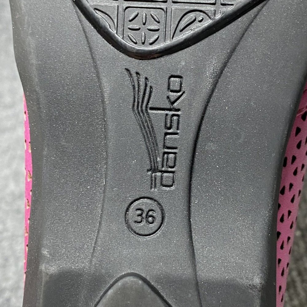 Dansko Neely Perforated Leather Flats Womens 36 / US 6 Pink Slip On Shoes - Picture 10 of 11